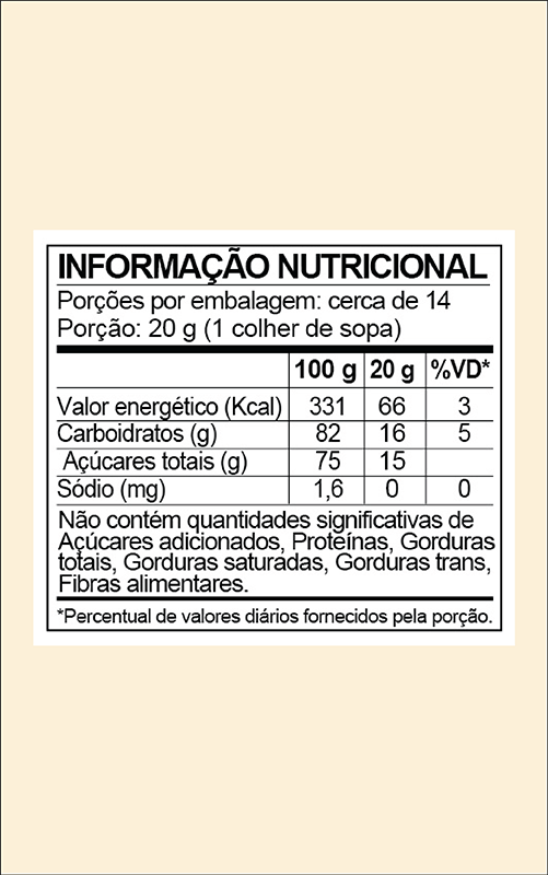 Tabela Nutricional Mel Barano 500g